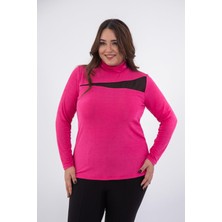 Roxxlen Kadın Büyük Beden Boğazlı-Şifon Garnili Bluz