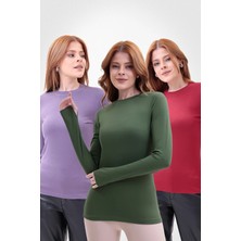 Yade Fashion Parmak Detaylı Bisiklet Yaka Body 3\'lü Set