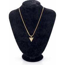 Pangu Altın Renk Üçgen Figürlü Çelik Kolye