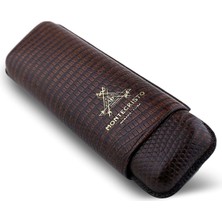 Habanos Montecristo Gerçek Deri Puro Kılıfı Ikili 64 Ring - Koyu Kahve