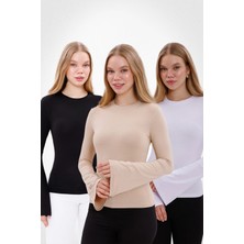 Yade Fashion Kadın Ispanyol Kol Body 3’lü Set