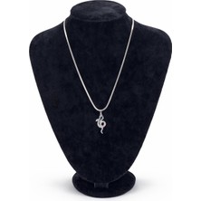 Pangu Taşlı Yılan Figürlü Çelik Kolye