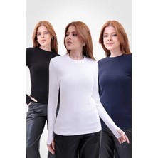 Yade Fashion Parmak Detaylı Bisiklet Yaka Body 3\'lü Set