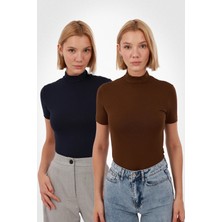 Yade Fashion Kadın Kısa Kol Bluz 2\'li Set
