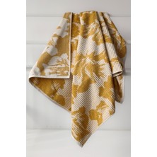 Sevim Ipliği Boyalı Desenli %100 Pamuk Banyo Havlusu - Yüksek Su Emici -90X150 Cm- Hardal