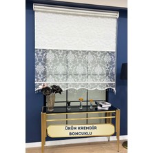 Volper Mekanik VP1620 Çift Mekanizmalı Tül ve Stor Perde Simli Damaks Desenli Etek Dilimli Krem (Boncuklu)