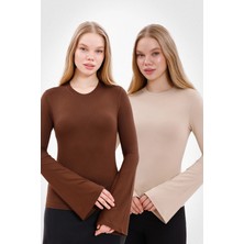 Yade Fashion Kadın Ispanyol Kol Body 2’li Set