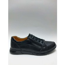 Luis Figo Hakiki Deri Fermuarlı Büyük Numara (45-46....) Siyah Esnek Kauçuk Tabanlı Erkek Ayakkabı C-87440753LF