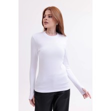 Yade Fashion Parmak Detaylı Bisiklet Yaka Body
