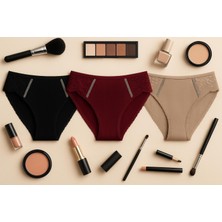 Mavi Qumsal Ön Arka Ribana Dantel Şeritli Bikini 3'lü Set