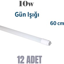 12 Adet 10 Watt 60 cm LED Floresan Plastik Gün Işığı