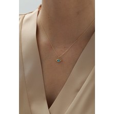 Yavuz Kuyumculuk 14 Ayar Altın Nazar Boncuğu Göz Kirpik Kolye