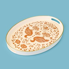 Evidea Kitchen Bird Oval Tepsi - Renkli - 42 cm