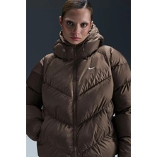 Nike Storm Fit Syntehic Fill Windpuffer Womens Jacket Sentetik Dolgu Kapüşonlu Su Itici Kadın Mont Kahverengi