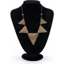 Pangu Etnik Motifli Geometrik Üçgen Kolye