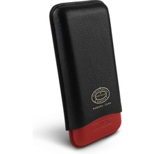 Habanos Partagas Series Gerçek Deri Puro Kılıfı Üçlü 64 Ring - Siyah Kırmızı