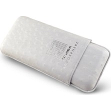 Habanos Cohiba Atmosphere Ostrich Gerçek Deri Puro Kılıfı Üçlü 64 Ring - Silver