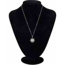 Pangu Zirkon Taşlı Kuzey Yıldızı Figürlü Gümüş Renk Kolye