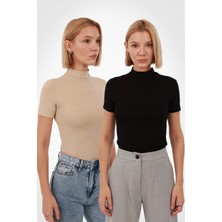 Yade Fashion Kadın Kısa Kol Bluz 2\'li Set
