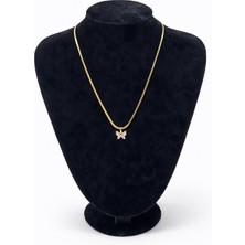 Pangu Altın Renk Fiyonk Figürlü Çelik Kolye