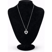 Pangu Kalp Figürlü Taşlı Gümüş Renk Çelik Kolye