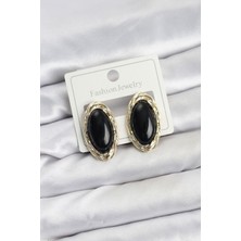 Callerrons Accessories Siyah Badem Model Vintage Kadın Küpe - EBJ260123W39115
