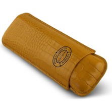 Habanos Partagas Gerçek Deri Puro Kılıfı Ikili 64 Ring - Hardal