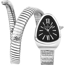 Essence Kadın Kol Saati 20 mm Siyah Taşlı Kadran Metal Kordon 5 Atm