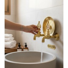 İsaoğlu Yapı Gold Hamam Seti Retro Özel Tasarım Kurna Muslukları ve Hamam Tası Seti Pirinç Malzeme