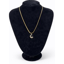 Pangu Altın Renk Ay ve Kalp Detaylı Çelik Kolye