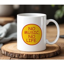 BB Design No Music No Life Tasarımlı Beyaz Seramik Baskılı Kupa Bardak 330 ml