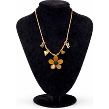 Pangu Kahverengi Çiçek Figürlü Ipli Charm Detaylı Kolye