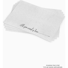 Cango Home Gri Siyah Modern All You Need Is Love Yazılı Dijital Baskılı Amerikan Servisi 4'lü Set CGH1118-AS