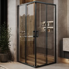 Monaqua Arteko Duşakabin Kare - Antrasit Profil - Şeffaf 5mm Temperli Cam