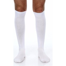 Feyza Design Beyaz Uzun Futbol Çorabı 40-45 Cm, Konç Tasarımı, Rahat ve Şık Kullanım