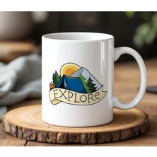 BB Design Explore Tasarımlı Beyaz Seramik Baskılı Kupa Bardak 330 ml