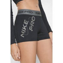 Nike Pro Mid Rise Graphic Short 3" Womens Shorts Kadın Tayt Şort Siyah