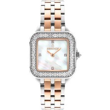 Essence Kadın Kol Saati 25 mm Taşlı Beyaz Kadran Rose Gümüş Kordon 5 Atm