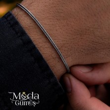 Moda Gümüş 925 Ayar Gümüş Tilki Kuyruğu Model 1.6 mm Erkek Bileklik