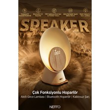 Neffo Ay Işığı Gece Işığı Kablosuz Şarj Ses Akıllı Ev Çalar Saat Bluetooth Küçük Hoparlör