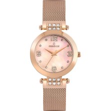 Essence Kadın Kol Saati 35 mm Rose Taşlı Kadran Hasır Kordon Bakır 3 Atm