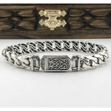 Moda Gümüş 925 Ayar Gümüş Özel Işçilik El Işi Gurmet Erkek Bileklik