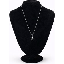 Pangu Uçak Figürlü Gümüş Renk Minimal Çelik Kolye