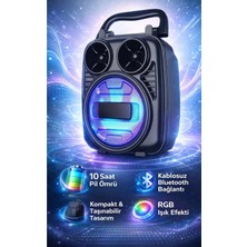 FaroxTech Rgb Işıklı 10 Saat Şarjlı Taşınabilir Bluetooth Hoparlör - 3 Inç Kompakt Tasarım Ses Bombası