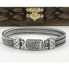 Moda Gümüş 925 Ayar Gümüş Özel Işçilik Hasır Erkek Bileklik