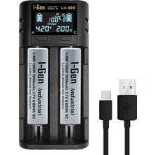 I-Gen Batteries G225 2'li 18650 Li-Ion Akıllı Pil Şarj Aleti + 2 Adet 18650 2600MAH 5c 3.7V 9.62WH Li-Ion Pil Seti