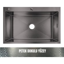 Gl General Sagax 50X60 Antrasit Petek Dokulu Çift Delikli Mutfak Eviyesi 304 Paslanmaz Çelik 1mm