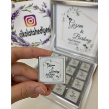 Siyah Lale Baskılı Kutulu Madlen Çikolata 50 Adet