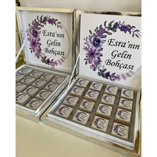 Siyah Lale Baskılı Kutulu Madlen Çikolata 50 Adet