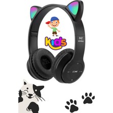 Angelphoto  P47M Bluetooth Kedi Kulaklık Katlanabilir Sd Kart Girişli Mikrofonlu Kablosuz LED Işıklı Kulaklık